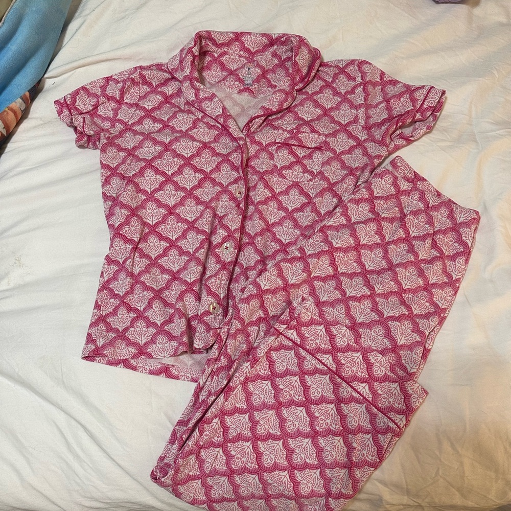 Roller Rabbit Pink and White Patterned Pajamas